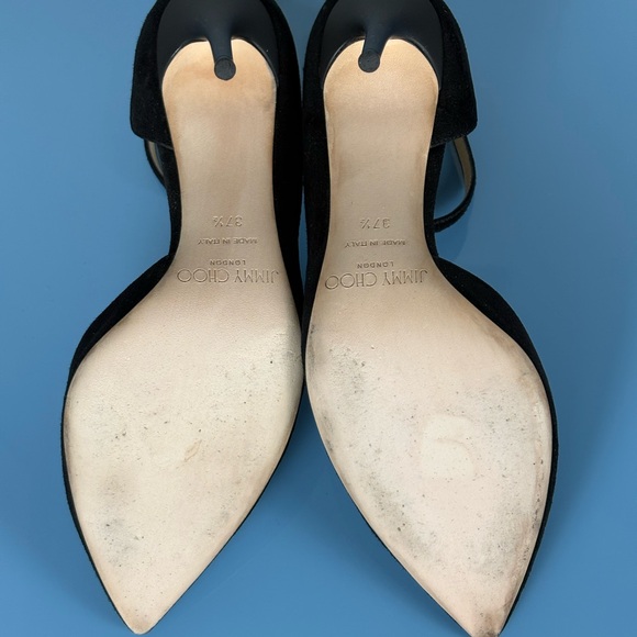 Jimmy Choo Black Suede Lucy Ankle Strap Pointed Pump - Picture 3 of 8